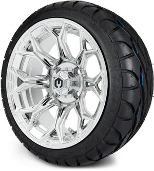 MODZ® 14" Halo Chrome Wheels & Street Tires Combo (MODZ Street Fox Radial 205/40-14)