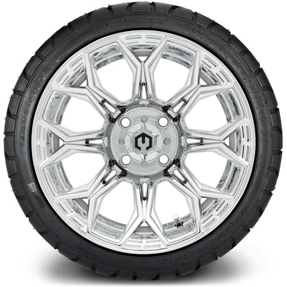 MODZ® 14" Halo Chrome Wheels & Street Tires Combo (Odyssey Tesseract Steel Belted Radial 215/50-14)