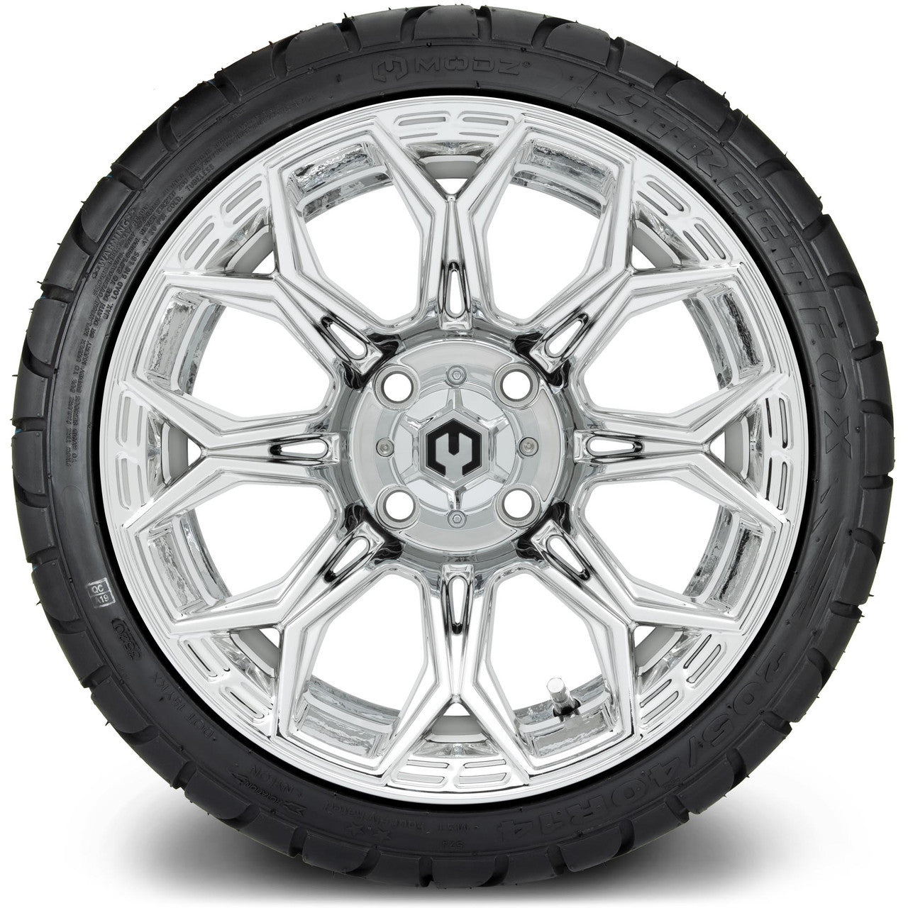 MODZ® 14" Halo Chrome Wheels & Street Tires Combo (Arisun Cruze 205/30-14)