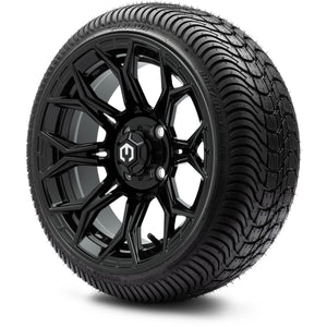 MODZ® 14" Halo Glossy Black Wheels & Street Tires Combo (Arisun Cruze 205/30-14)