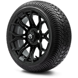MODZ® 14" Halo Glossy Black Wheels & Street Tires Combo (Arisun X-Sport 205/30-14)
