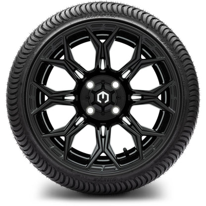 MODZ® 14" Halo Glossy Black Wheels & Street Tires Combo (Arisun X-Sport 205/30-14)