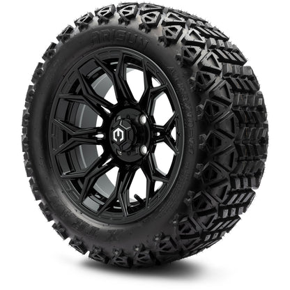 MODZ® 14" Halo Glossy Black Wheels & Off-Road Tires Combo (Arisun X-Armory All-Terrain 23x10-14 Radial)