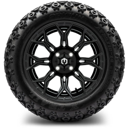 MODZ® 14" Halo Glossy Black Wheels & Off-Road Tires Combo (Arisun X-Armory All-Terrain 23x10-14 Radial)
