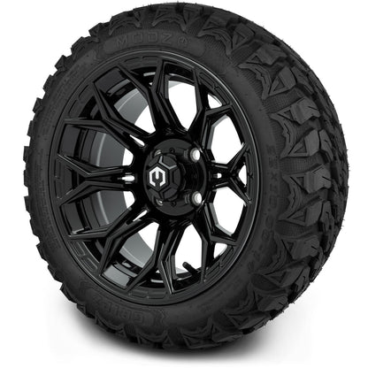 MODZ® 14" Halo Glossy Black Wheels & Off-Road Tires Combo (Arisun X-Armory All-Terrain 23x10-14 Radial)