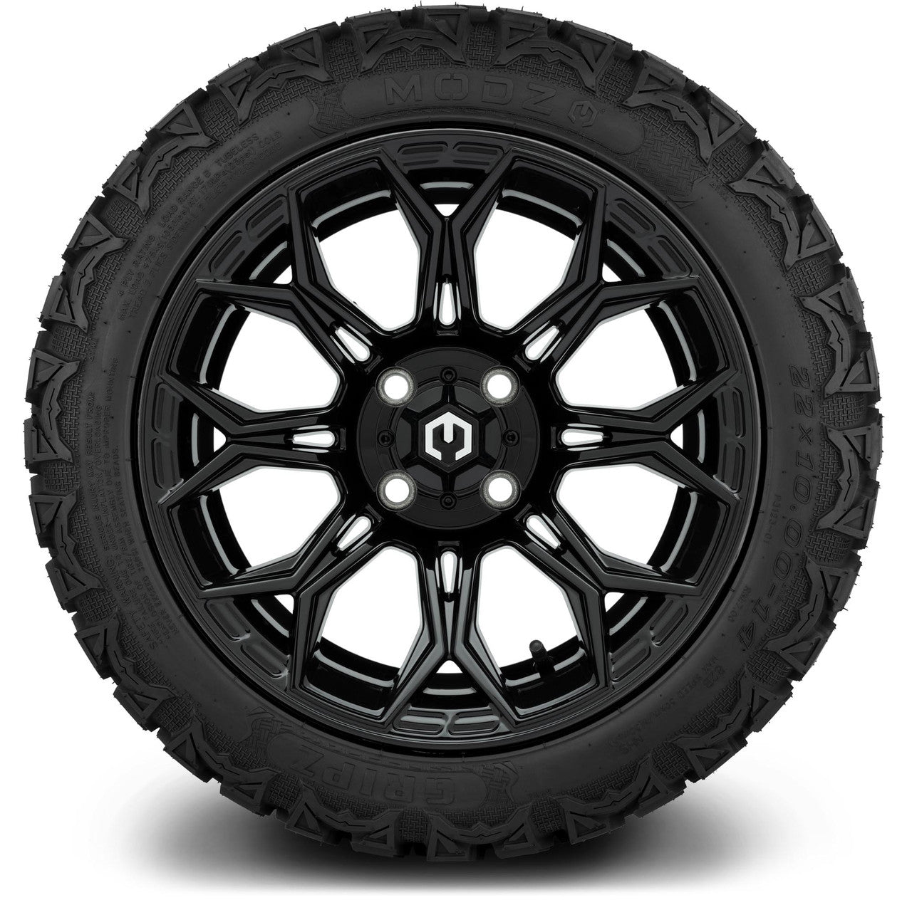 MODZ® 14" Halo Glossy Black Wheels & Off-Road Tires Combo (Xcomp Gladiator 23-10-14 Radial)