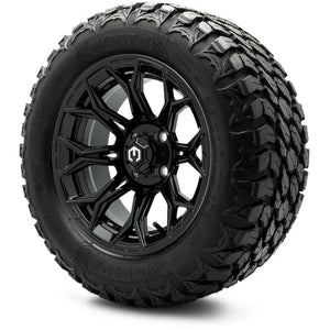 MODZ® 14" Halo Glossy Black Wheels & Off-Road Tires Combo (MODZ Gripz 23x10-14)