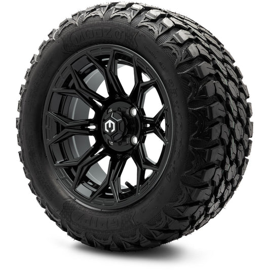 MODZ® 14" Halo Glossy Black Wheels & Off-Road Tires Combo (MODZ Gripz 23x10-14)