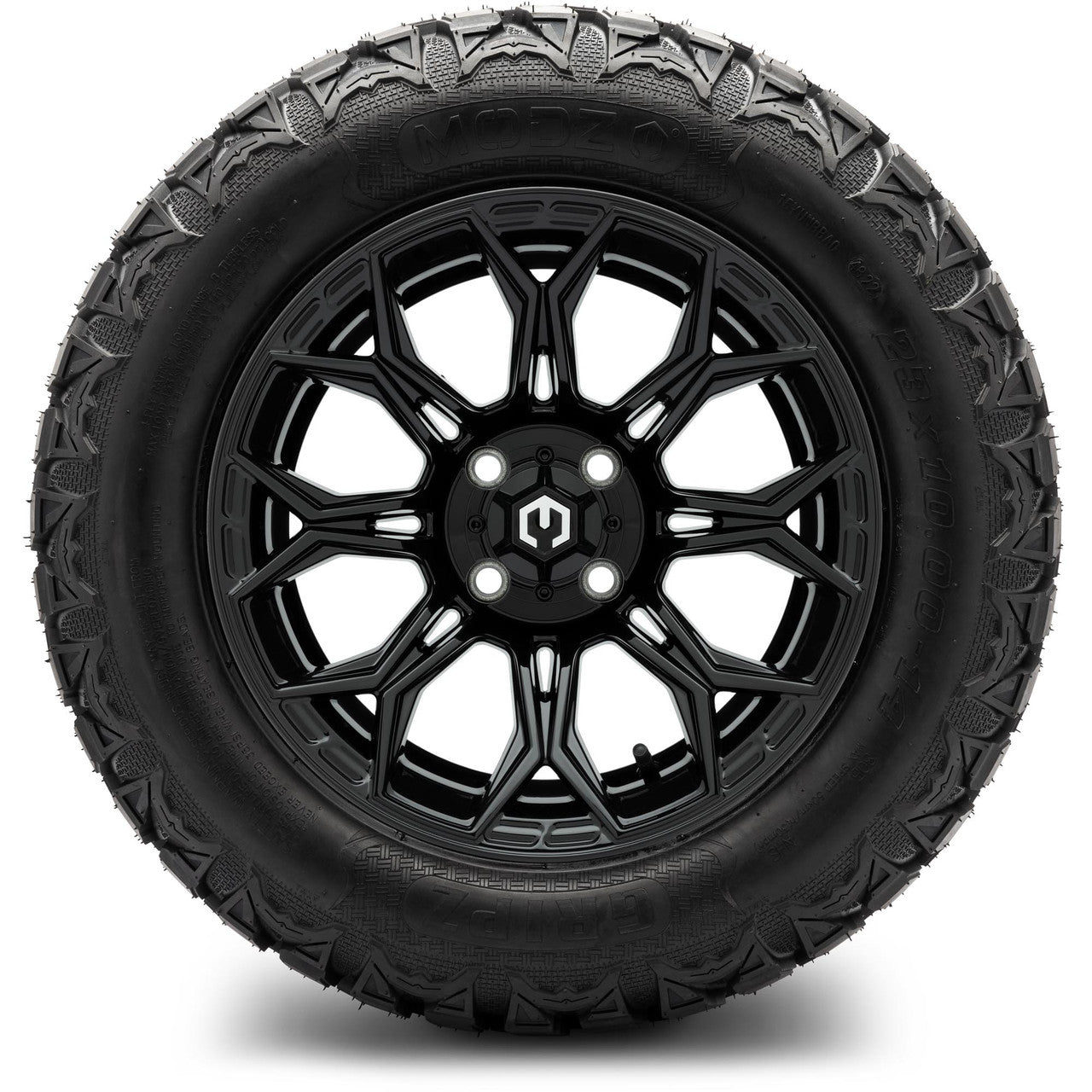 MODZ® 14" Halo Glossy Black Wheels & Off-Road Tires Combo (Xcomp Gladiator 23-10-14 Radial)