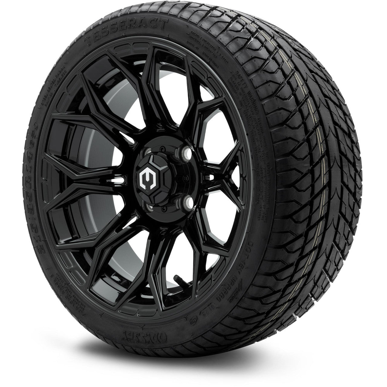 MODZ® 14" Halo Glossy Black Wheels & Street Tires Combo (MODZ Street Fox Radial 205/40-14)