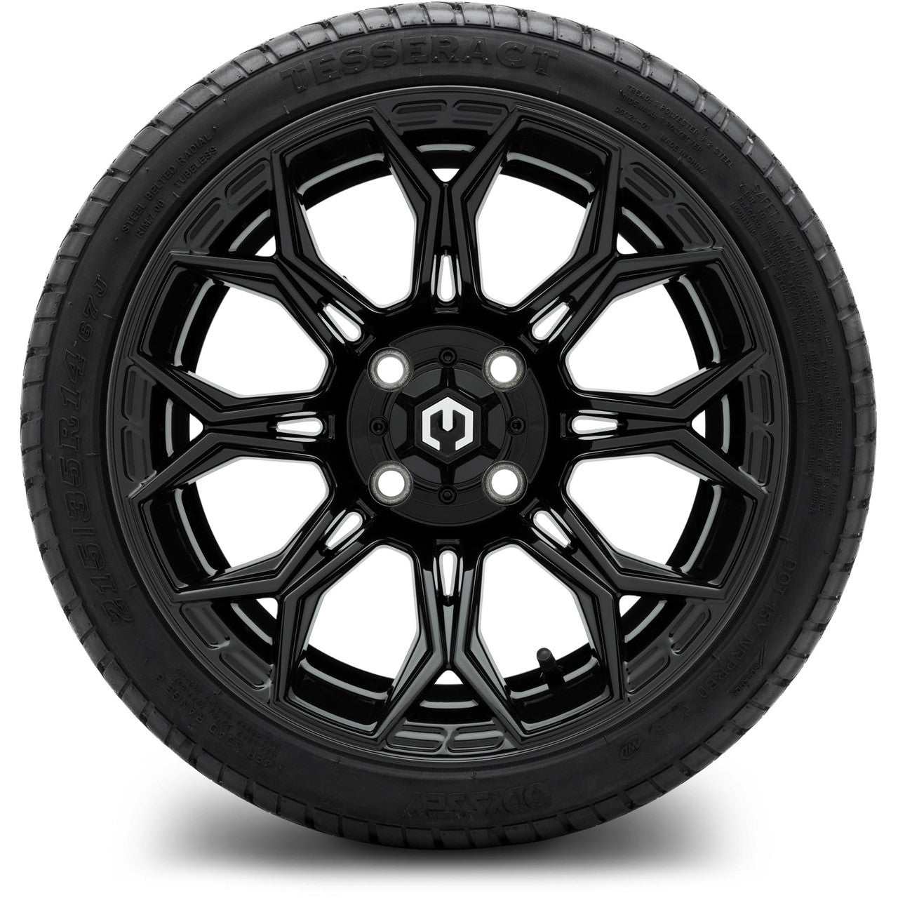 MODZ® 14" Halo Glossy Black Wheels & Street Tires Combo (Arisun Cruze 205/30-14)