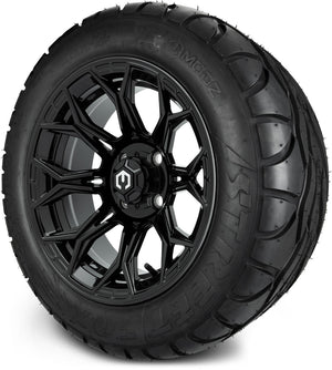 MODZ® 14" Halo Glossy Black Wheels & Street Tires Combo (MODZ Street Fox Radial 23x10-14)