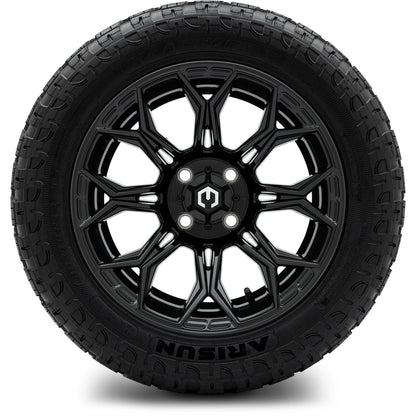 MODZ® 14" Halo Glossy Black Wheels & Off-Road Tires Combo (Arisun X-Trail All-Terrain 23x10-14)