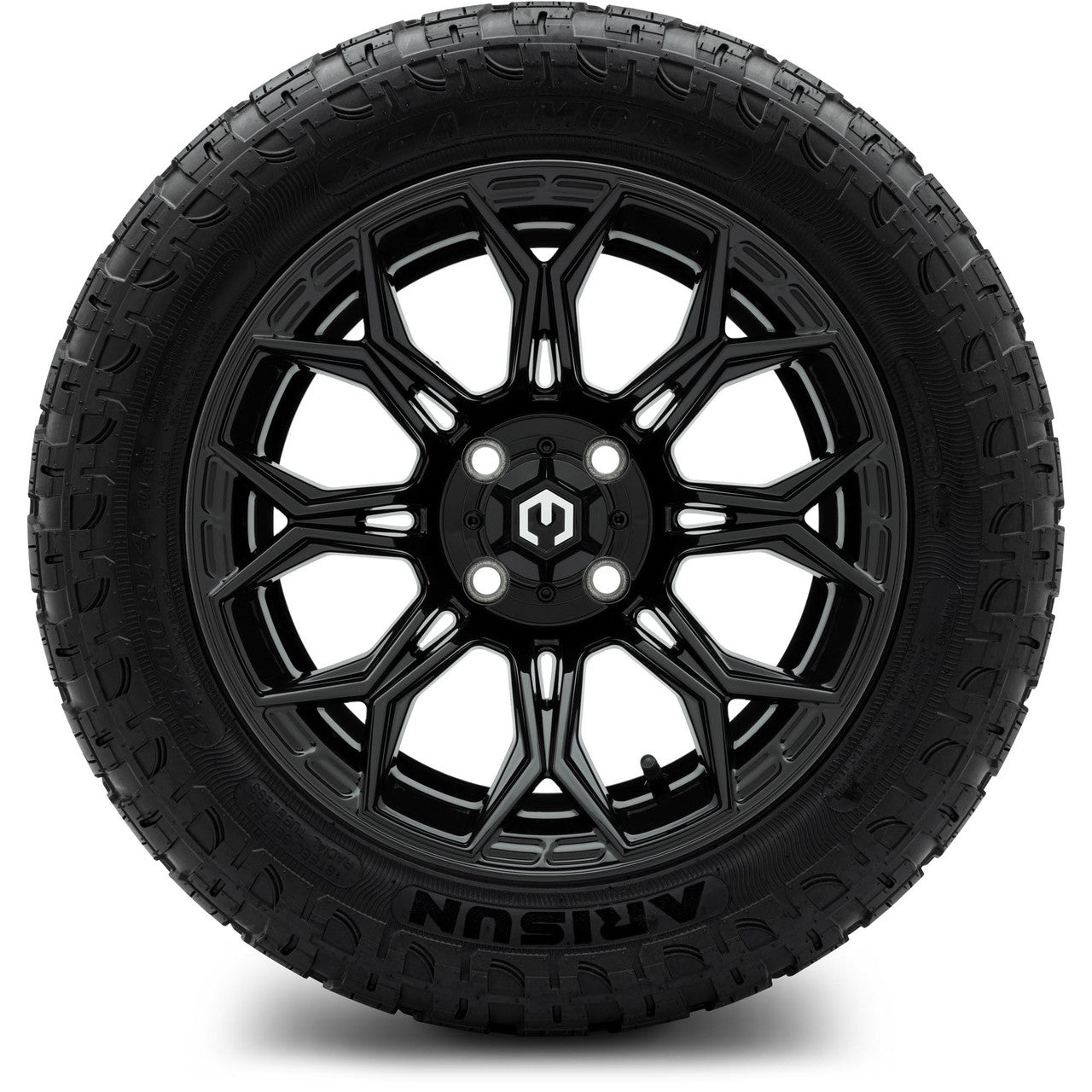 MODZ® 14" Halo Glossy Black Wheels & Off-Road Tires Combo (Xcomp Gladiator 23-10-14 Radial)