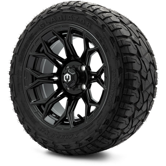 MODZ® 14" Halo Glossy Black Wheels & Off-Road Tires Combo (Xcomp Gladiator 23-10-14 Radial)