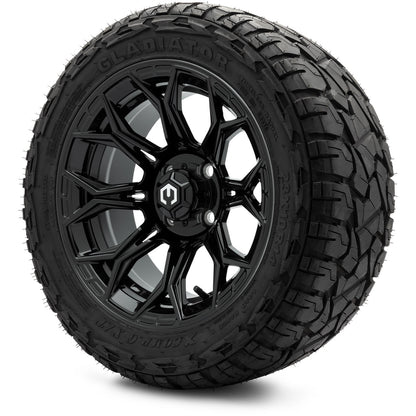 MODZ® 14" Halo Glossy Black Wheels & Off-Road Tires Combo (Arisun X-Armory All-Terrain 23x10-14 Radial)