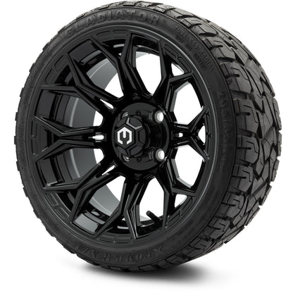 MODZ® 14" Halo Glossy Black Wheels & Off-Road Tires Combo (Xcomp Gladiator 23-10-14 Radial)