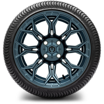 MODZ® 14" Halo Titanium Blue Wheels & Street Tires Combo (Arisun Cruze 205/30-14)