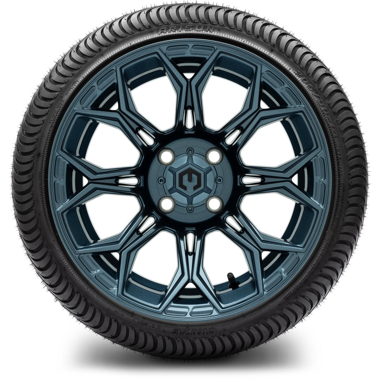 MODZ® 14" Halo Titanium Blue Wheels & Street Tires Combo (MODZ Street Fox Radial 23x10-14)