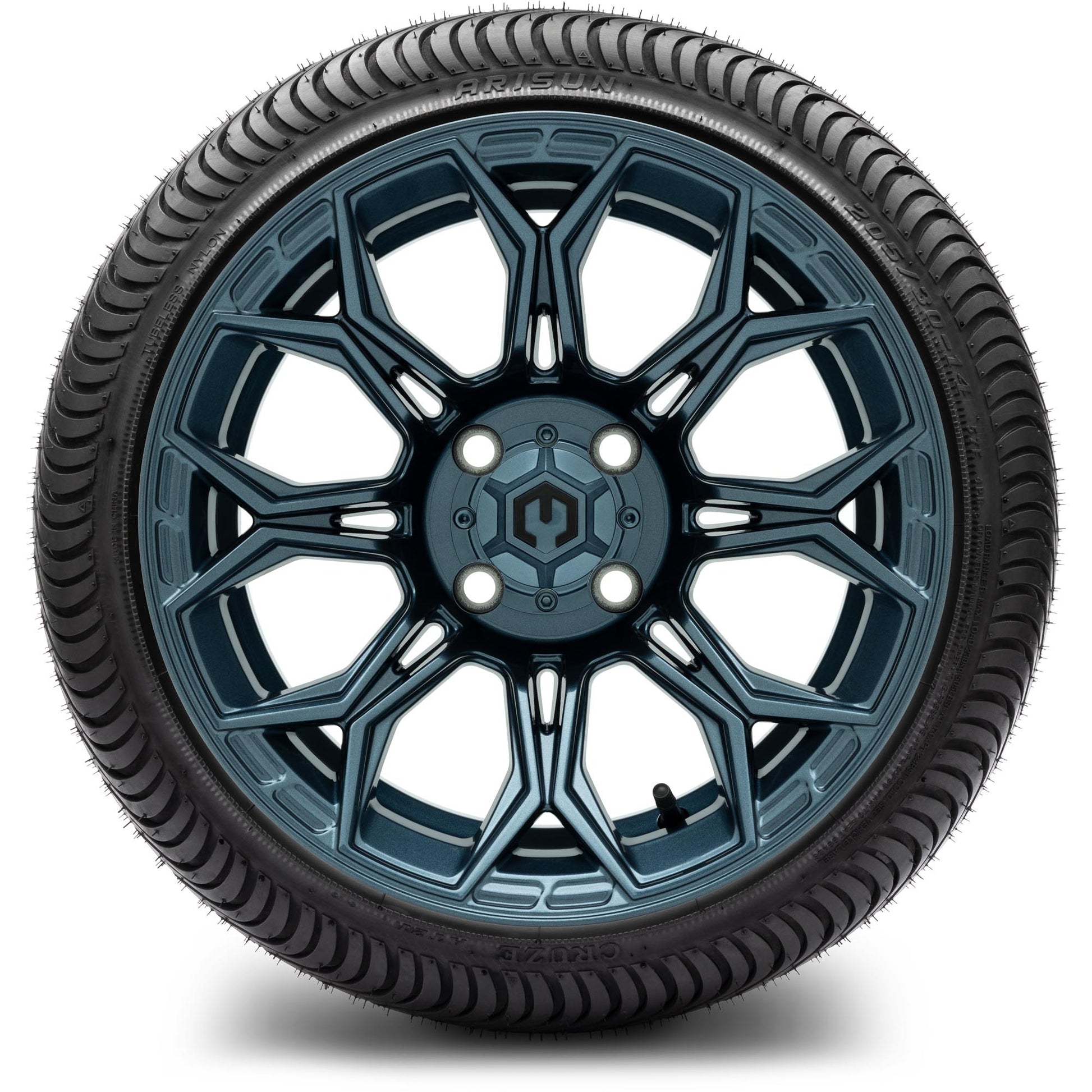 MODZ® 14" Halo Titanium Blue Wheels & Street Tires Combo (Arisun X-Sport 205/30-14)