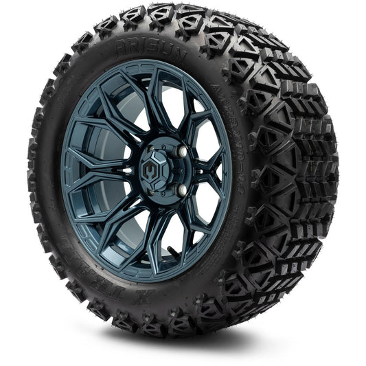 MODZ® 14" Halo Titanium Blue Wheels & Off-Road Tires Combo (Arisun X-Trail All-Terrain 23x10-14)