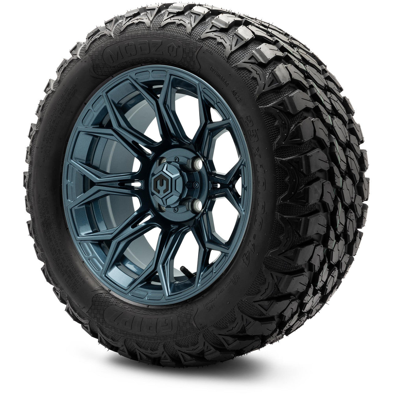 MODZ® 14" Halo Titanium Blue Wheels & Off-Road Tires Combo (Xcomp Gladiator 23-10-14 Radial)