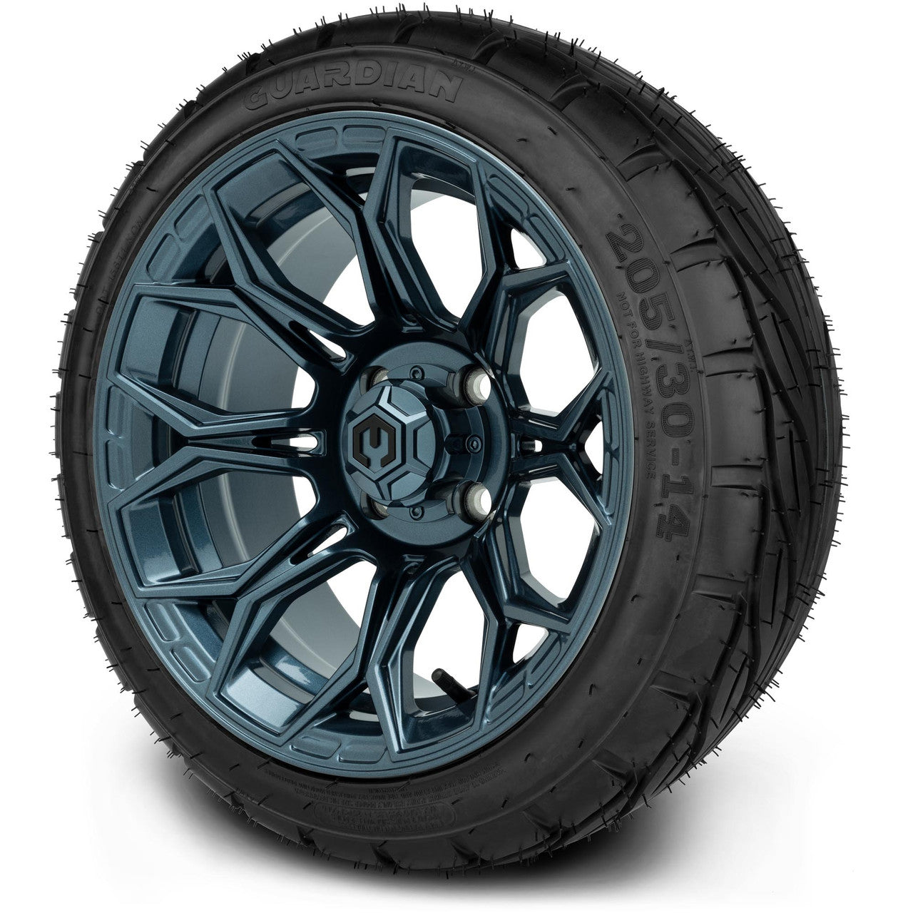 MODZ® 14" Halo Titanium Blue Wheels & Street Tires Combo (MODZ Street Fox Radial 205/40-14)