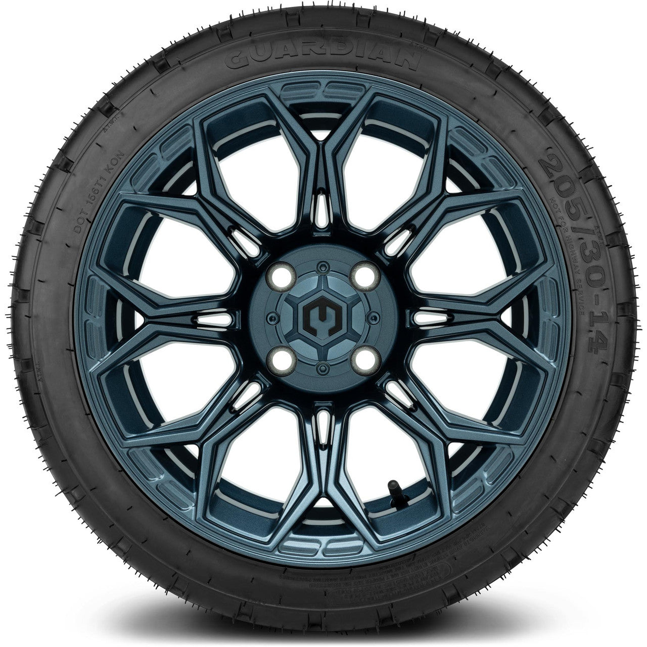 MODZ® 14" Halo Titanium Blue Wheels & Street Tires Combo (MODZ Street Fox Radial 205/40-14)