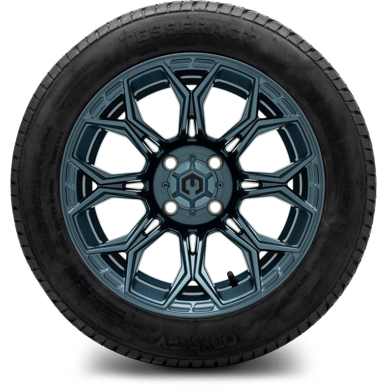 MODZ® 14" Halo Titanium Blue Wheels & Street Tires Combo (Odyssey Tesseract Steel Belted Radial 215/35-14)
