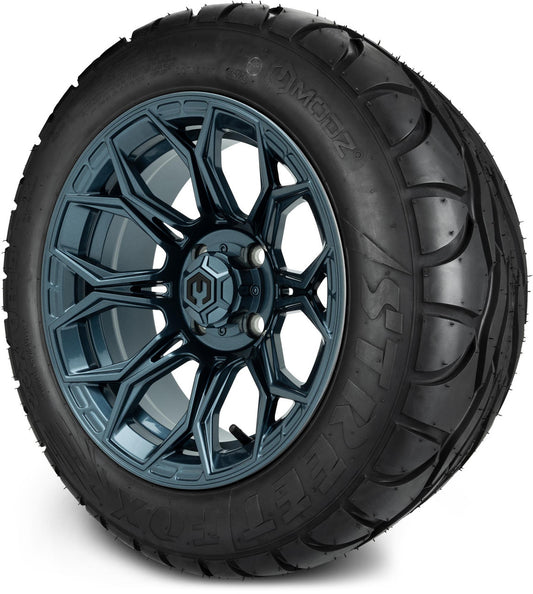 MODZ® 14" Halo Titanium Blue Wheels & Street Tires Combo (MODZ Street Fox Radial 23x10-14)