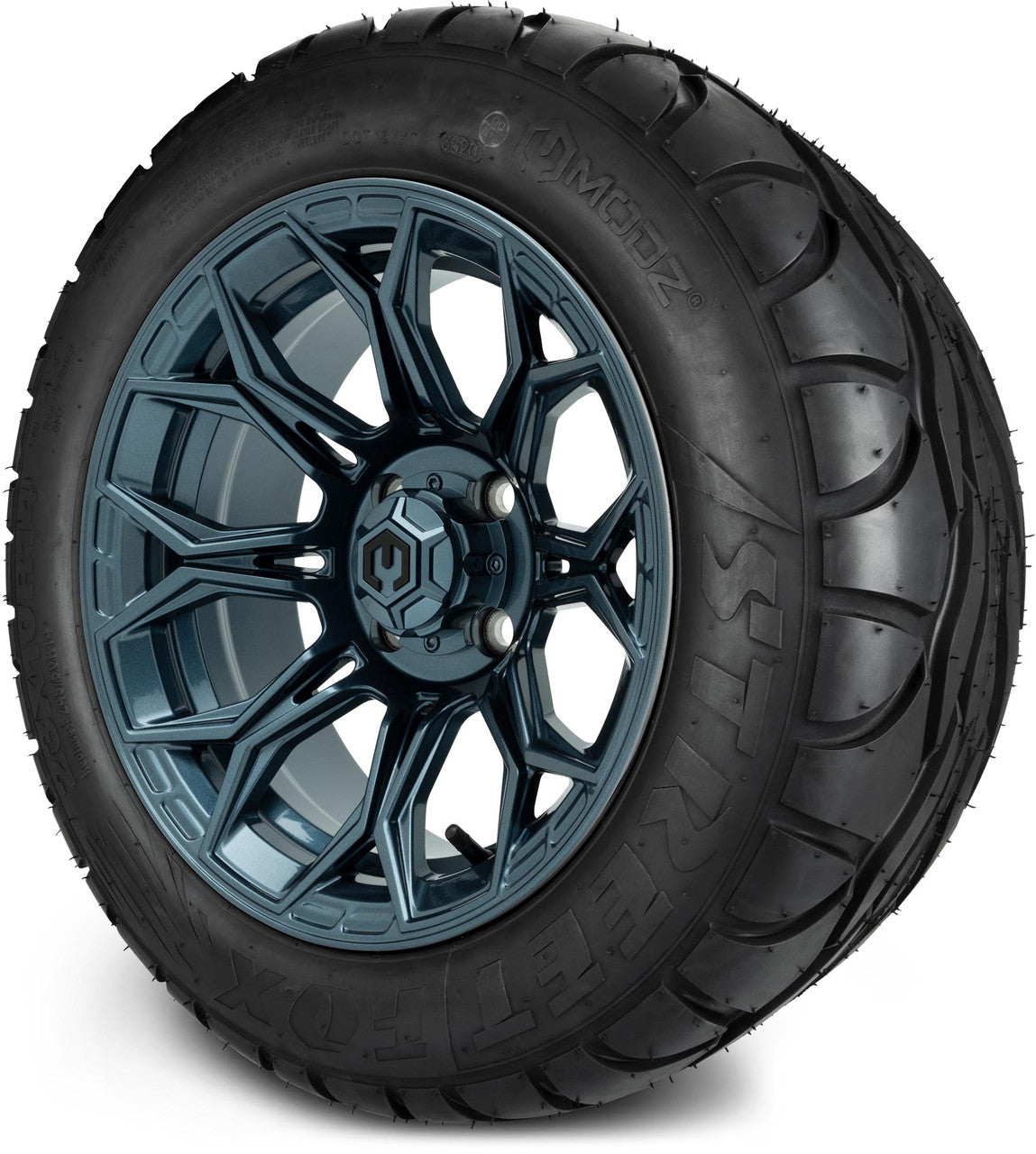 MODZ® 14" Halo Titanium Blue Wheels & Street Tires Combo (MODZ Street Fox Radial 205/40-14)