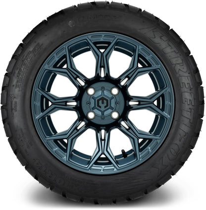 MODZ® 14" Halo Titanium Blue Wheels & Street Tires Combo (MODZ Street Fox Radial 23x10-14)
