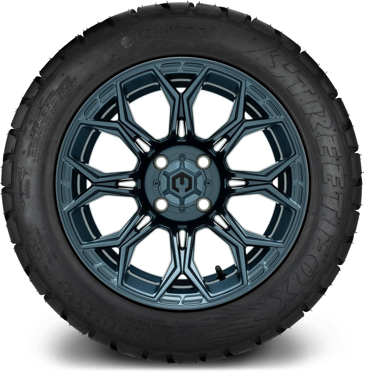 MODZ® 14" Halo Titanium Blue Wheels & Street Tires Combo (Arisun Cruze 205/30-14)