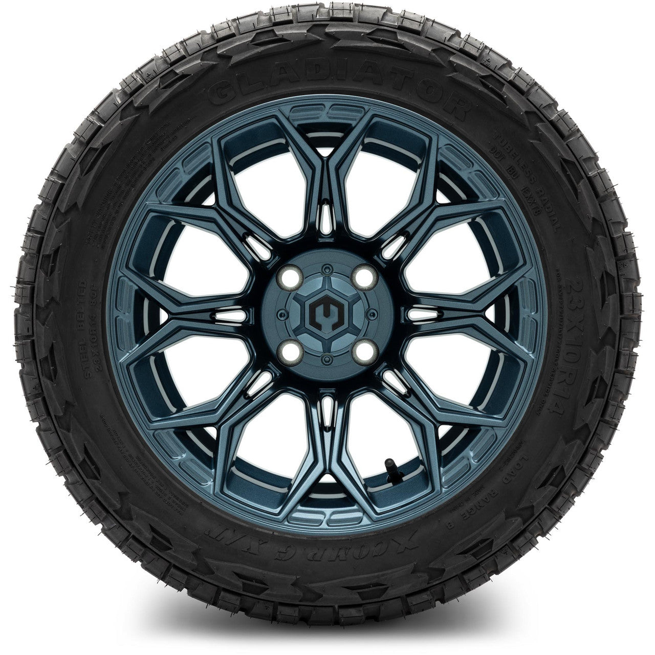 MODZ® 14" Halo Titanium Blue Wheels & Off-Road Tires Combo (Arisun X-Trail All-Terrain 23x10-14)
