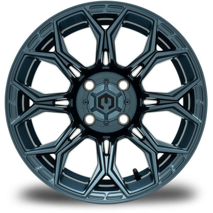 MODZ® 14" Halo Titanium Blue Wheels & Street Tires Combo (Arisun X-Sport 205/30-14)