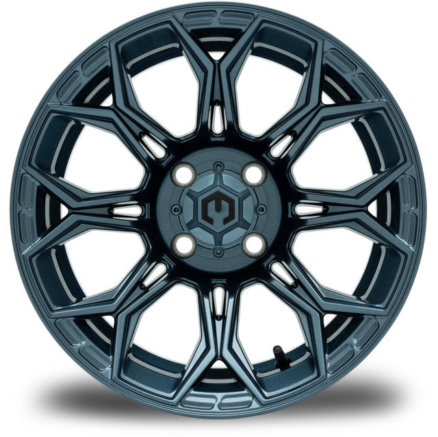 MODZ® 14" Halo Titanium Blue Wheels & Street Tires Combo (MODZ Street Fox Radial 205/40-14)