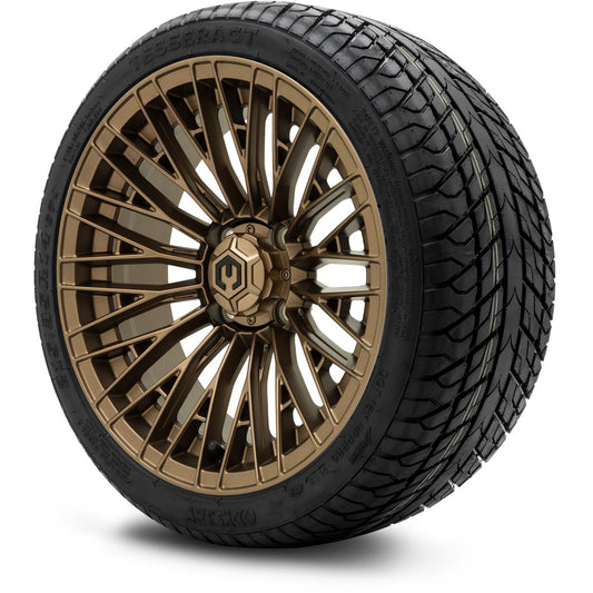 MODZ® 14" Reaper Titanium Gunmetal Wheels & Street Tires Combo (Odyssey Tesseract Steel Belted Radial 215/35-14)