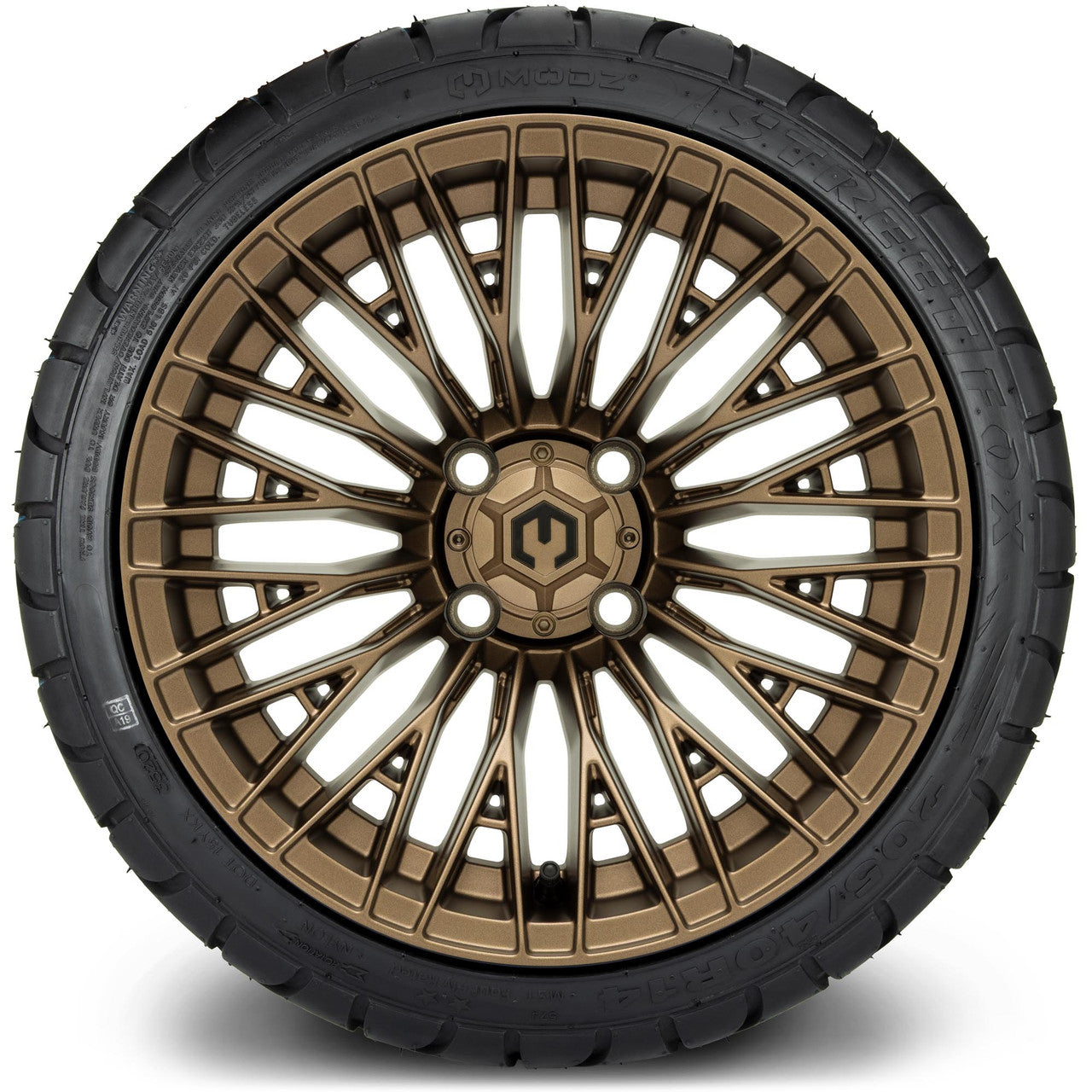 MODZ® 14" Reaper Bronze Wheels & Street Tires Combo (Odyssey Tesseract Steel Belted Radial 215/50-14)