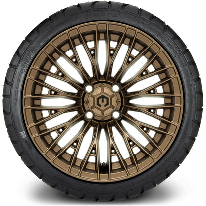 MODZ® 14" Reaper Bronze Wheels & Street Tires Combo (Odyssey Tesseract Steel Belted Radial 215/35-14)