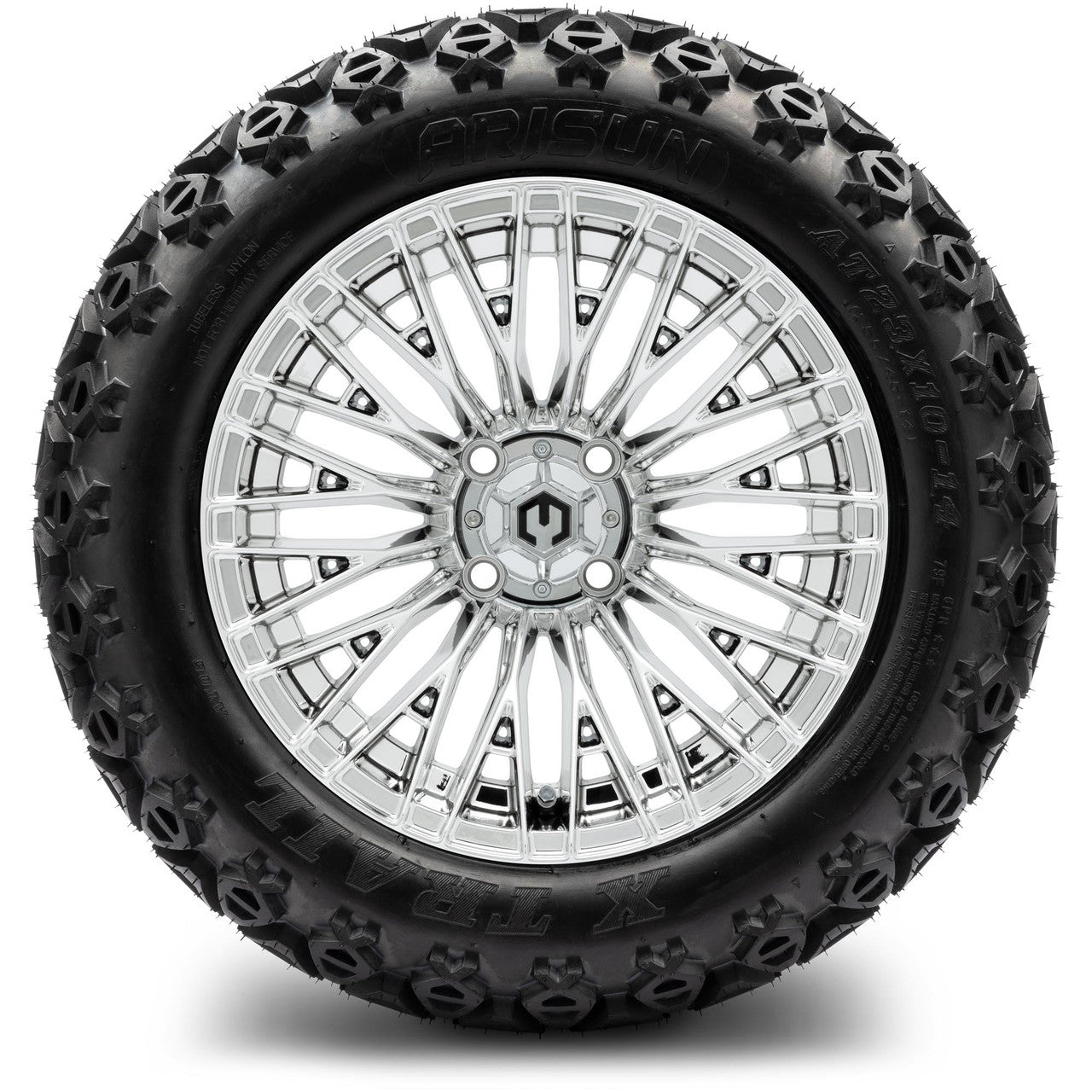 MODZ® 14" Reaper Chrome Wheels & Off-Road Tires Combo (Arisun X-Armory All-Terrain 23x10-14 Radial)