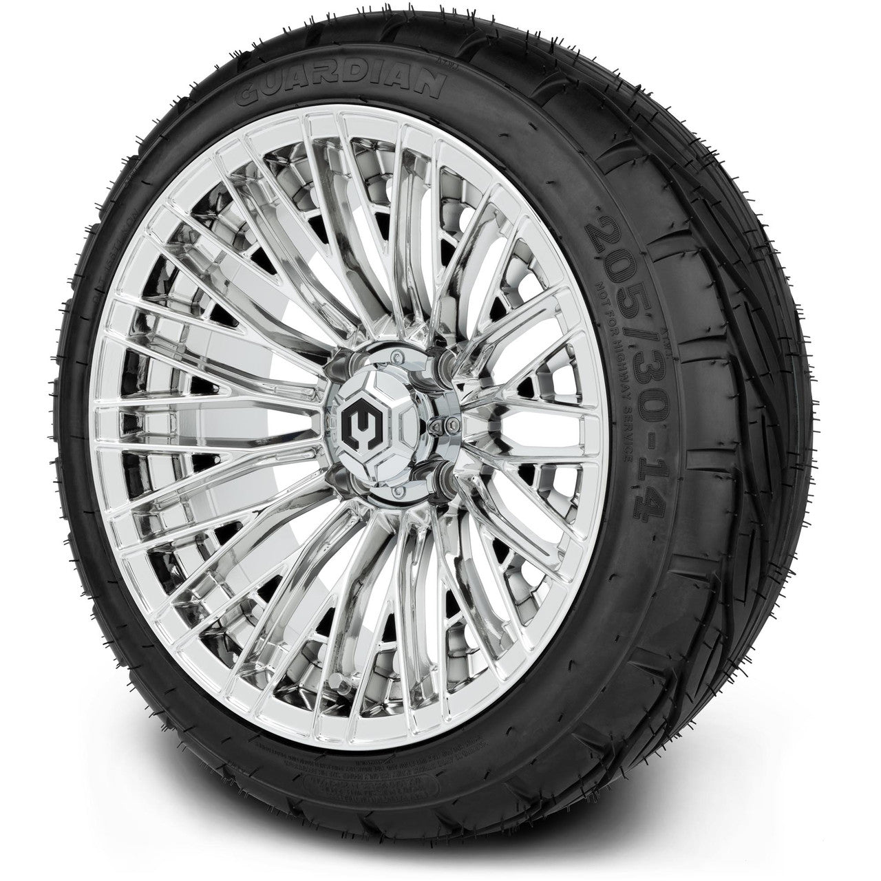 MODZ® 14" Reaper Chrome Wheels & Street Tires Combo (Arisun Cruze 205/30-14)