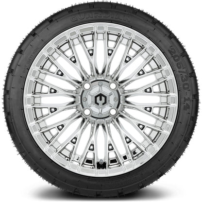 MODZ® 14" Reaper Chrome Wheels & Street Tires Combo (Arisun Cruze 205/30-14)
