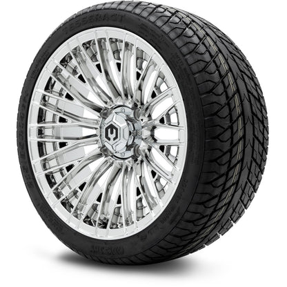 MODZ® 14" Reaper Chrome Wheels & Street Tires Combo (Odyssey Tesseract Steel Belted Radial 215/50-14)