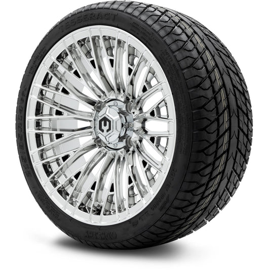 MODZ® 14" Reaper Chrome Wheels & Street Tires Combo (Odyssey Tesseract Steel Belted Radial 215/35-14)