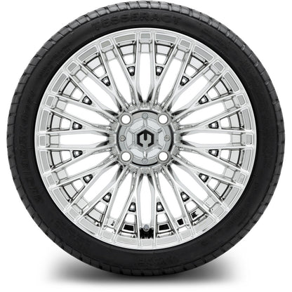 MODZ® 14" Reaper Chrome Wheels & Street Tires Combo (Odyssey Tesseract Steel Belted Radial 215/35-14)