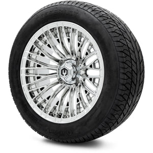 MODZ® 14" Reaper Chrome Wheels & Street Tires Combo (Odyssey Tesseract Steel Belted Radial 215/50-14)