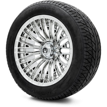 MODZ® 14" Reaper Chrome Wheels & Street Tires Combo (Odyssey Tesseract Steel Belted Radial 215/35-14)
