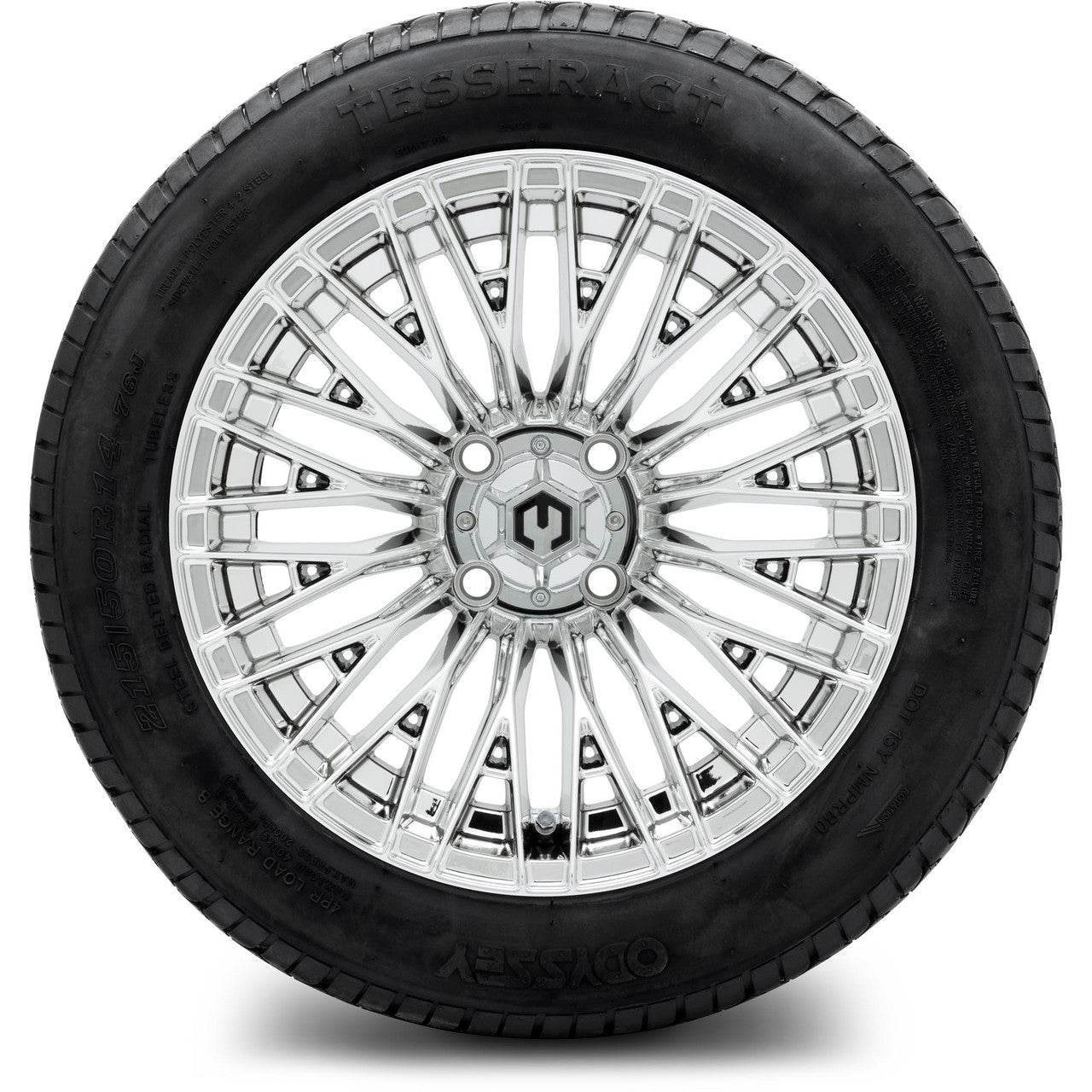 MODZ® 14" Reaper Chrome Wheels & Street Tires Combo (Odyssey Tesseract Steel Belted Radial 215/35-14)