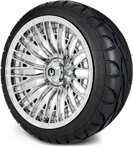 MODZ® 14" Reaper Chrome Wheels & Street Tires Combo (MODZ Street Fox Radial 205/40-14)