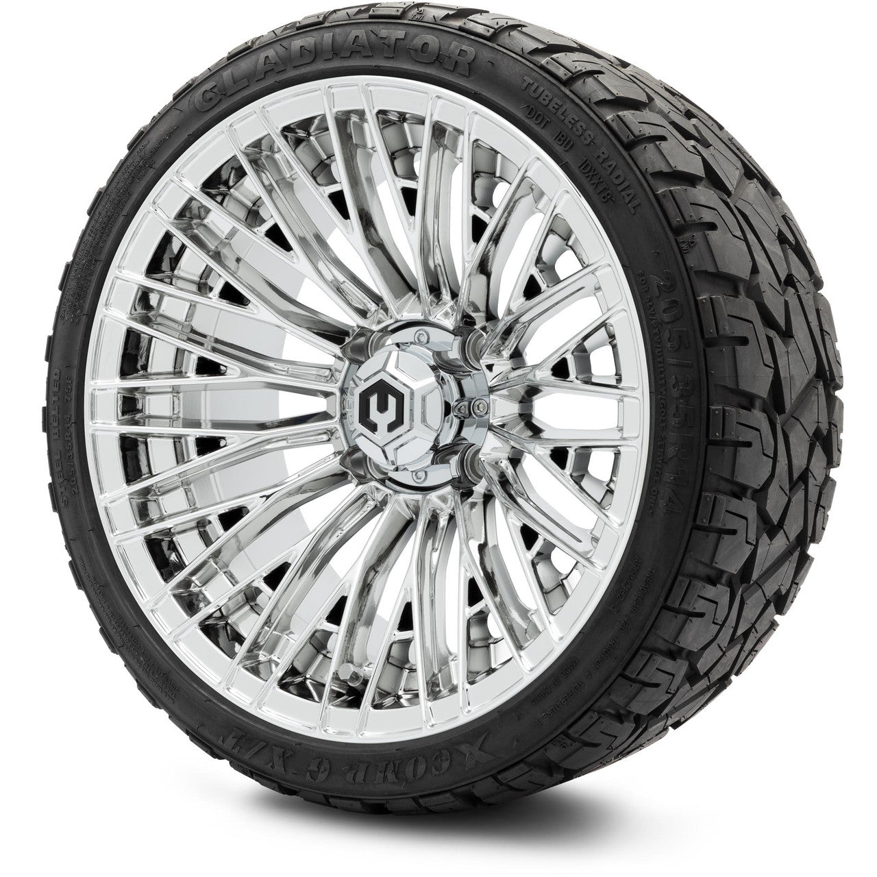 MODZ® 14" Reaper Chrome Wheels & Off-Road Tires Combo (Xcomp Gladiator 23-10-14 Radial)